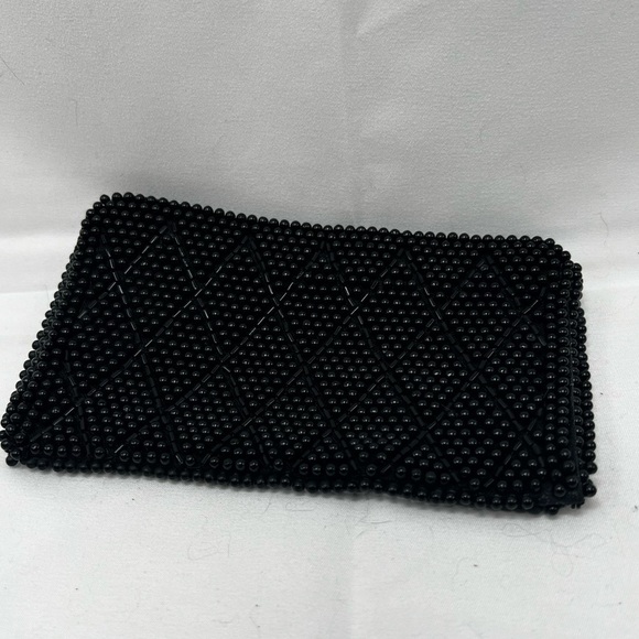 bags by Susan Handbags - CLUTCH BAG PURSE "BAGS BY SUSAN" "BEADED IN JAPAN" RN #36753 FAUX BLACK PEARL